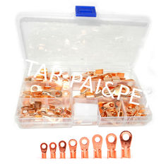 80pcs Open Barrel Wire Crimp Copper Ring Lug Terminals Assortment Set Kit OT 10A  to 100A