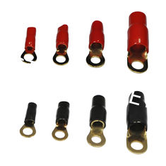 Audio Crimp Ring Terminal Gold Plated 0GA/ 2GA /4GA /6GA /8GA / 10GA