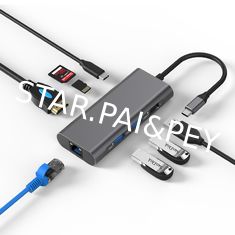 multi ports 8 in 1 c hub Rj 45 LAN Power adapter HD MI 4K usb c Charger laptop splitter usb hubs
