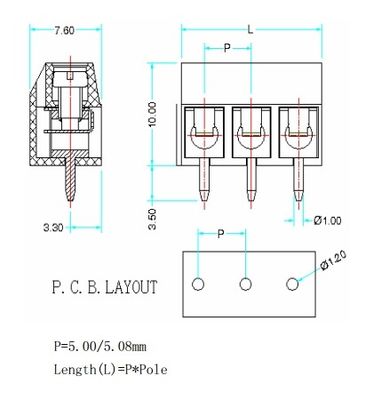 Wire protector terminal | Pitch: 5.00mm,5.08mm | Part No.103-1-5.00 / 5.08