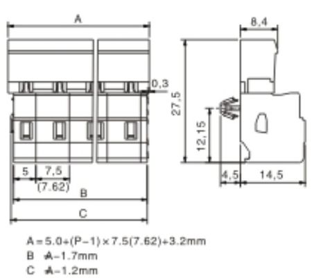 Spring-cage Clamp Terminal Male With Snap-in Syle Pitch: 7.5mm/0. 295in