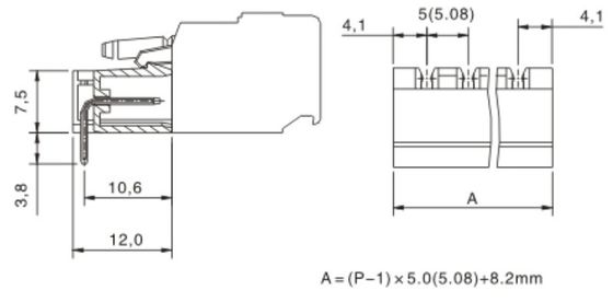 Male connectors with right angle solder pins Pitch: 5.0mm/0. 197 in