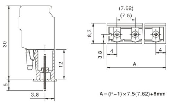 Male connectors with solder pins Pitch:  7.5mm/0. 295 in