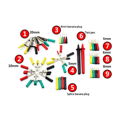 Electronic Multimeter Probe Test Lead Kit Spade Lugs Alligator Clips Banana Pugs Set