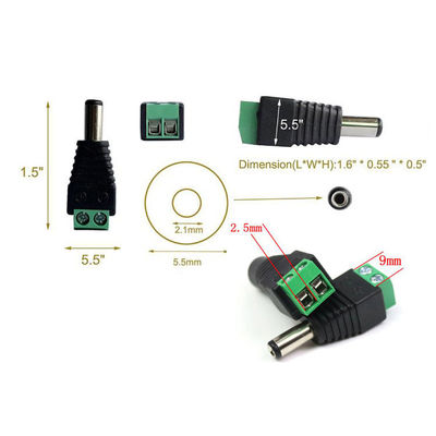 5.5mm x 2.1mm Male Jack DC Power Adapter for CCTV Camera LED Strip Lights