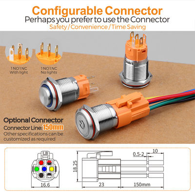 16MM DPST ON OFF momentary stainless steel push button with IP67 IK10
