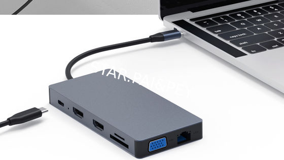 Type-c hub 12 in 1 5gbps usb hub 3.0 tf sd card reader 4k@30hz vga hdtv converter ethernet rj45 connector 100w pd for ma