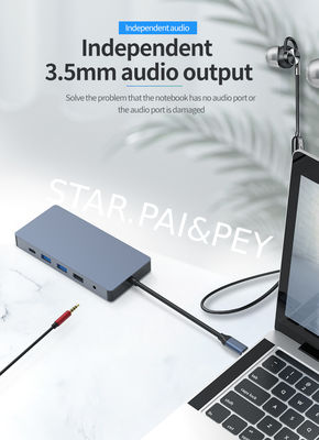 Type-c hub 12 in 1 5gbps usb hub 3.0 tf sd card reader 4k@30hz vga hdtv converter ethernet rj45 connector 100w pd for ma
