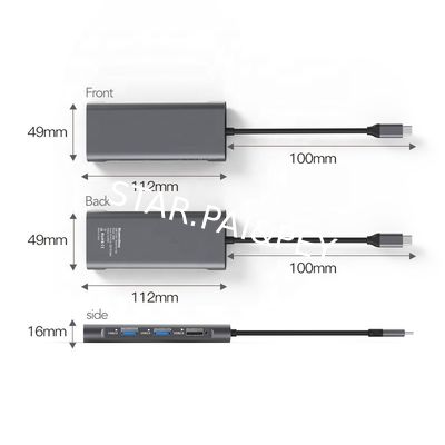 multi ports 8 in 1 c hub Rj 45 LAN Power adapter HD MI 4K usb c Charger laptop splitter usb hubs