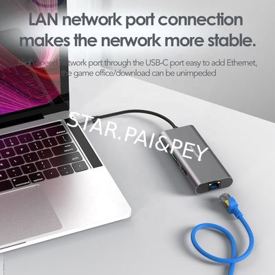 multi ports 8 in 1 c hub Rj 45 LAN Power adapter HD MI 4K usb c Charger laptop splitter usb hubs