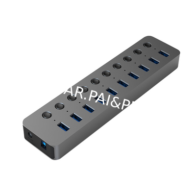 Factory Original 10 In 1 Usb Hub With Individual Switches Power Adapter 100W Charging Usb 3.0 Led Lights Plug Play 3.0 H