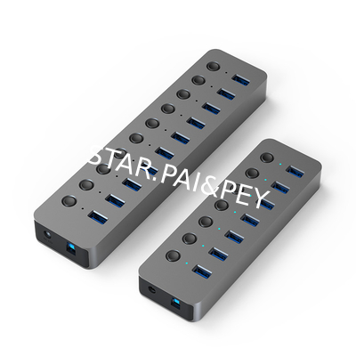 Factory Original 10 In 1 Usb Hub With Individual Switches Power Adapter 100W Charging Usb 3.0 Led Lights Plug Play 3.0 H
