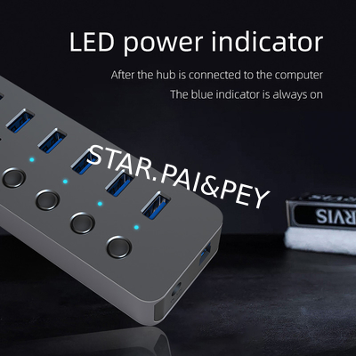 Factory Original 10 In 1 Usb Hub With Individual Switches Power Adapter 100W Charging Usb 3.0 Led Lights Plug Play 3.0 H