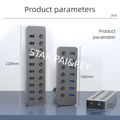 Factory Original 10 In 1 Usb Hub With Individual Switches Power Adapter 100W Charging Usb 3.0 Led Lights Plug Play 3.0 H