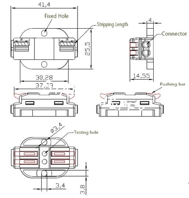 LED light Connector 2 poles LED light terminal block double row connector